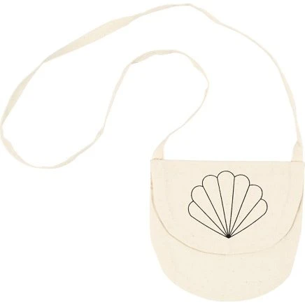 DIY skuldertaske musling, lys natur 15x14 cm