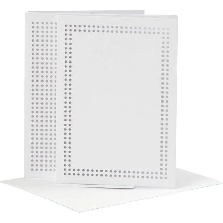 Ukendt mærke - Kort til broderi, hvid 10,5x15 cm, 6 sæt