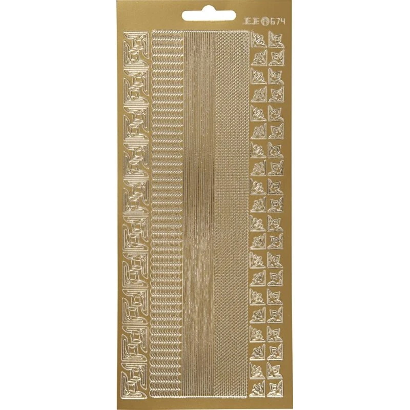 Klistermærker Strimler Til Kanter - Guld (1 ark, 10x23 cm)