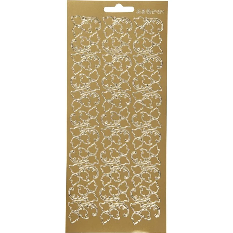 Klistermærker Blade i guld, 10x23 cm - 1 ark