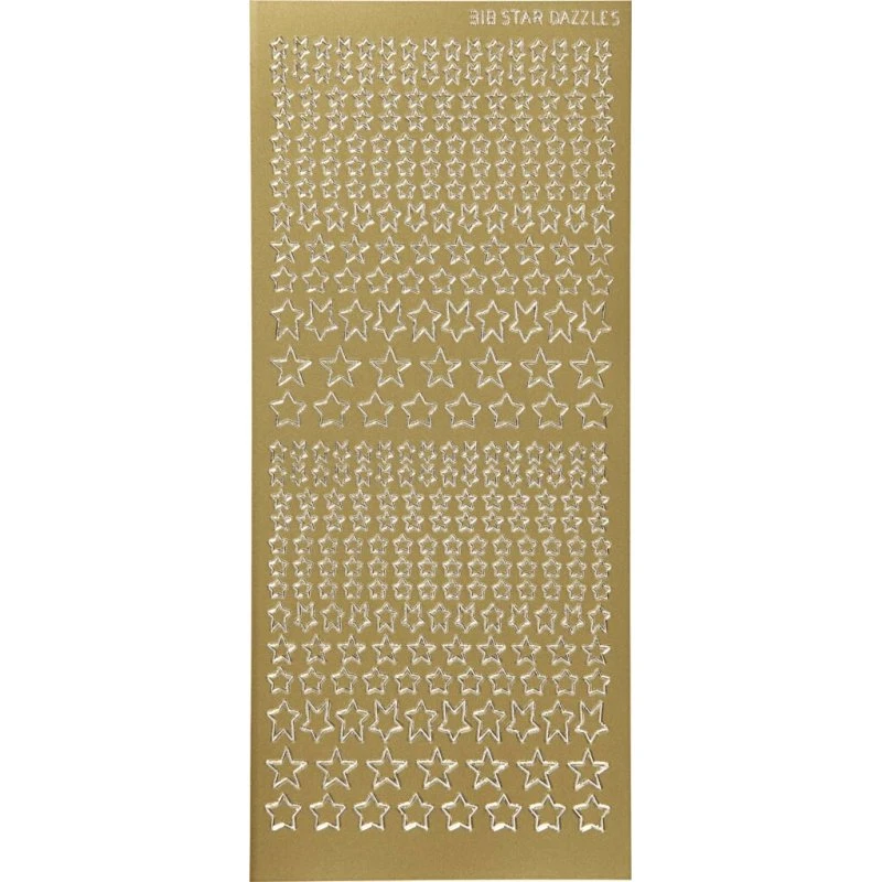 Stjerne-klistermærker, guld (ark 10×23 cm)