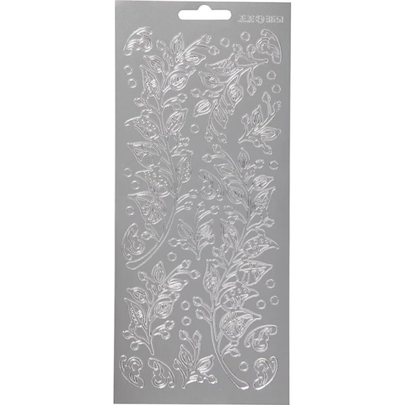 Klistermærker Blade - Sølv foliestickers 10x23 cm (1 ark)
