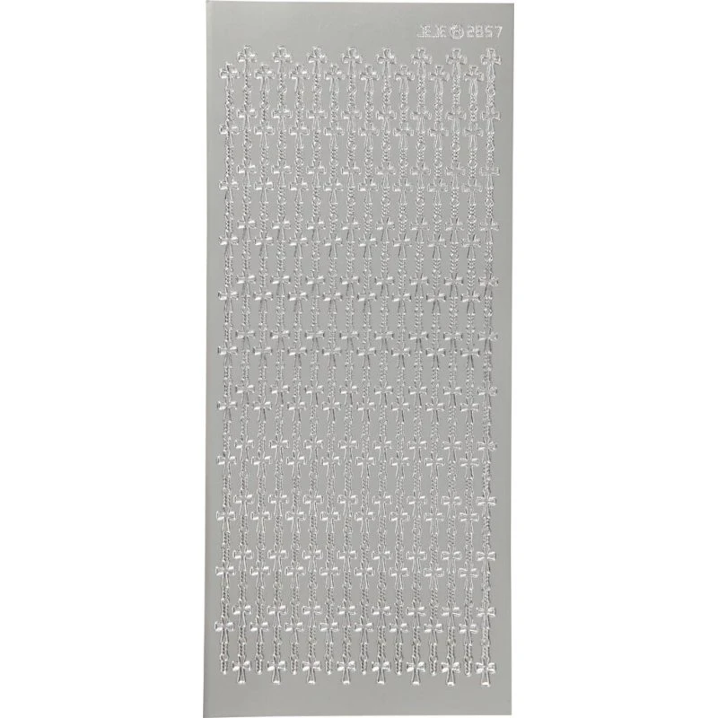 Universal klistermærker - Kors, sølv 10x23 cm (1 ark)