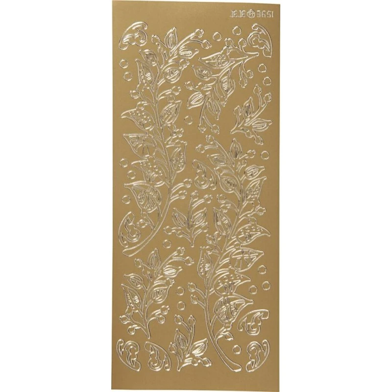 Klistermærker - Blade - Guld (ark 10x23 cm, 1 stk)