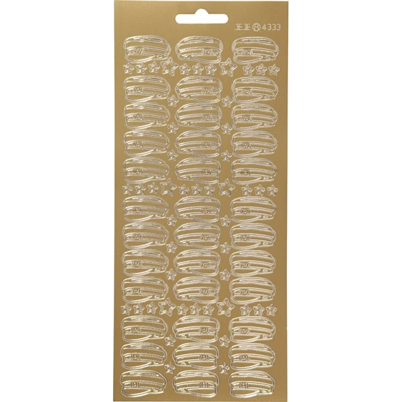 Studenterhue klistermærker - guld, ark 10x23 cm