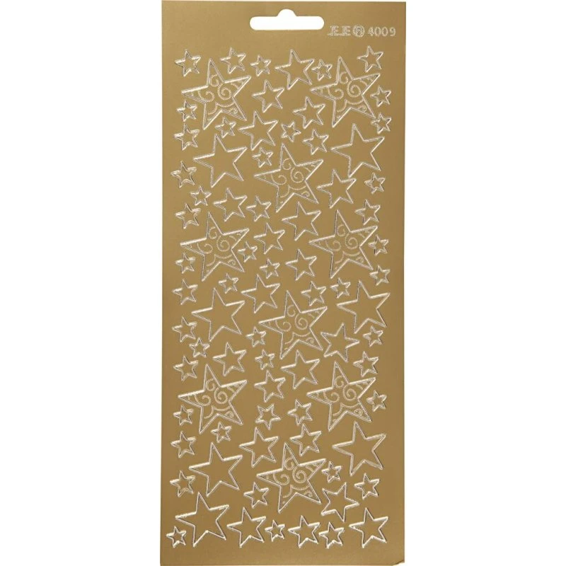Stjerne Klistermærker - Guld, 10x23 cm (1 ark)