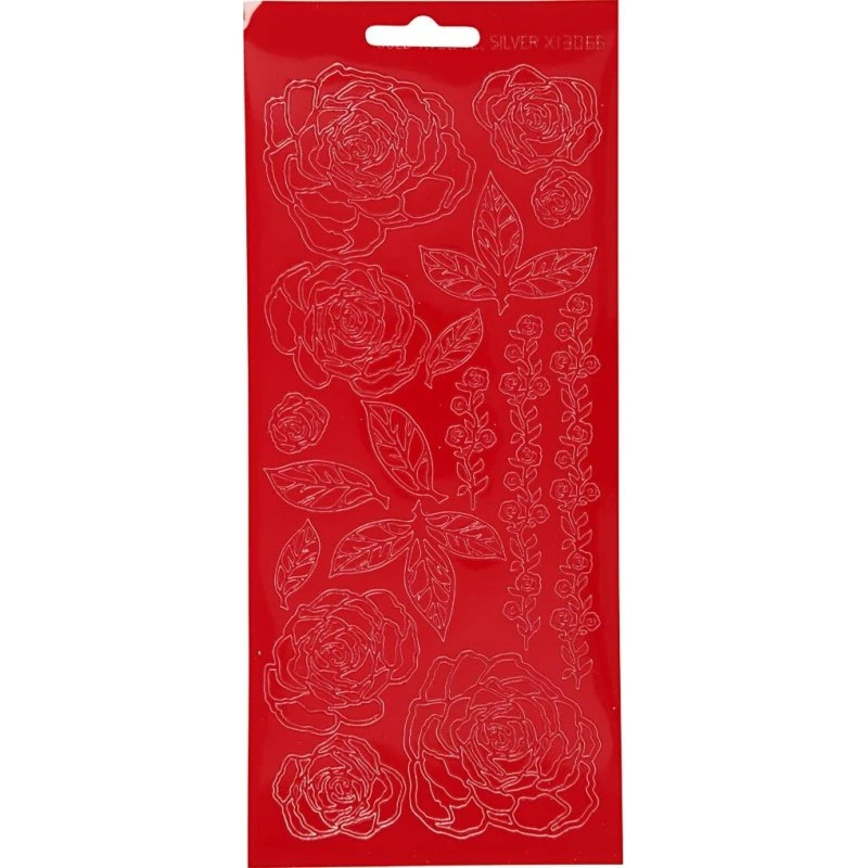 Ukendt mærke - Blomster klistermærker, roser 10x23 cm (rød)