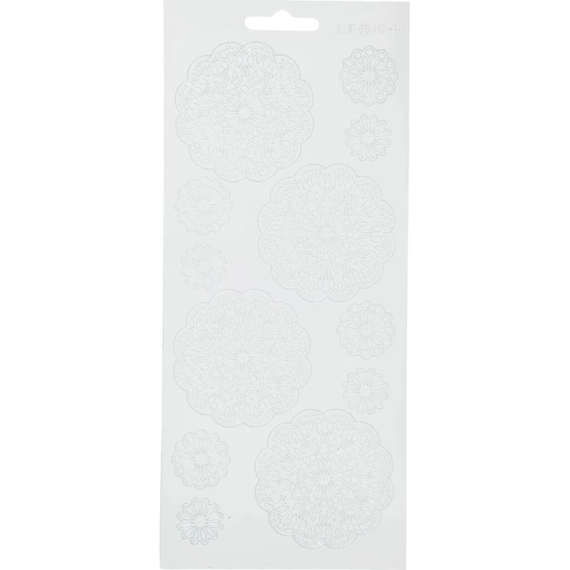 Blomster klistermærker - hvid, 10x23 cm (1 ark)