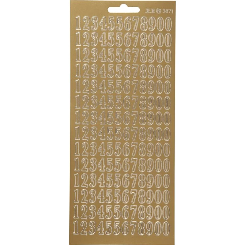 Talklistermærker, guld, 10x23 cm (1 ark)