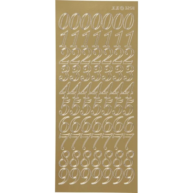 Tal Klistermærker - Guld (ark 10×23 cm)