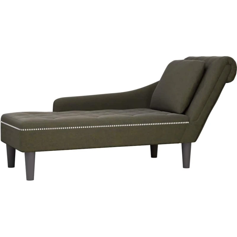 vidaXL chaiselong kunstlæder armygrøn med pude og højre armlæn