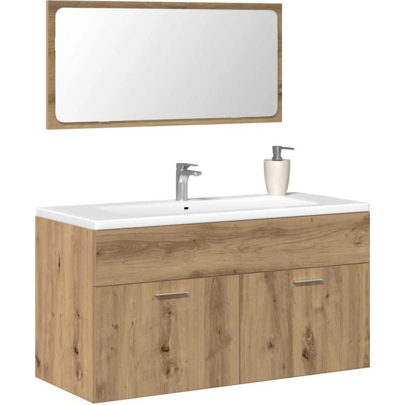 vidaXL badeværelsesskab med spejl 58x33x60 cm kunsteg