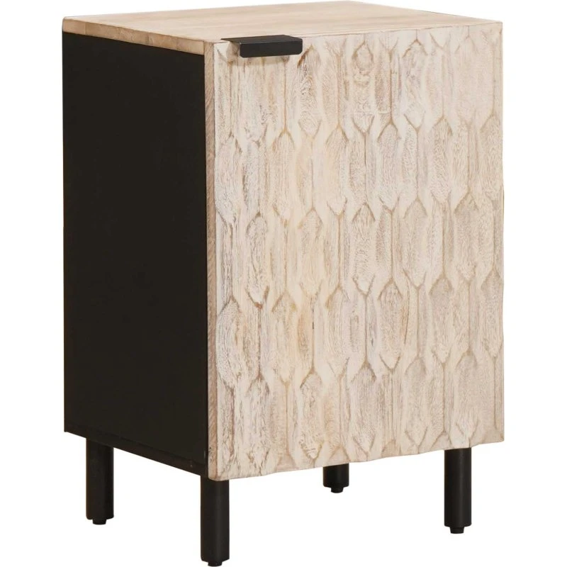 vidaXL Badeværelsesskab i massivt mangotræ, Hvid 38x33x58 cm