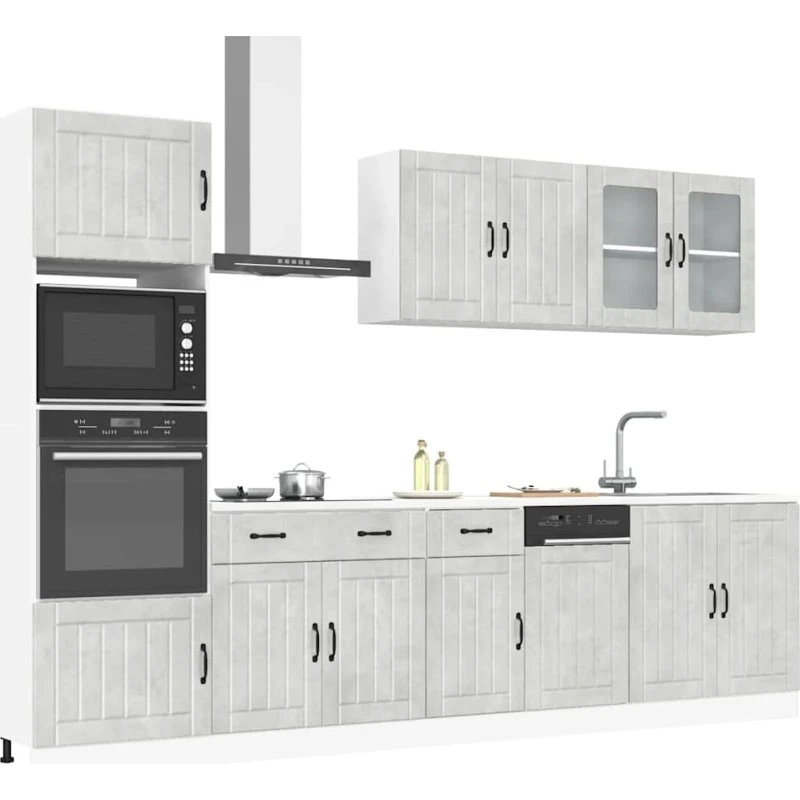 vidaXL Lucca 7-del køkkenskabssæt betongrå (konstrueret træ)