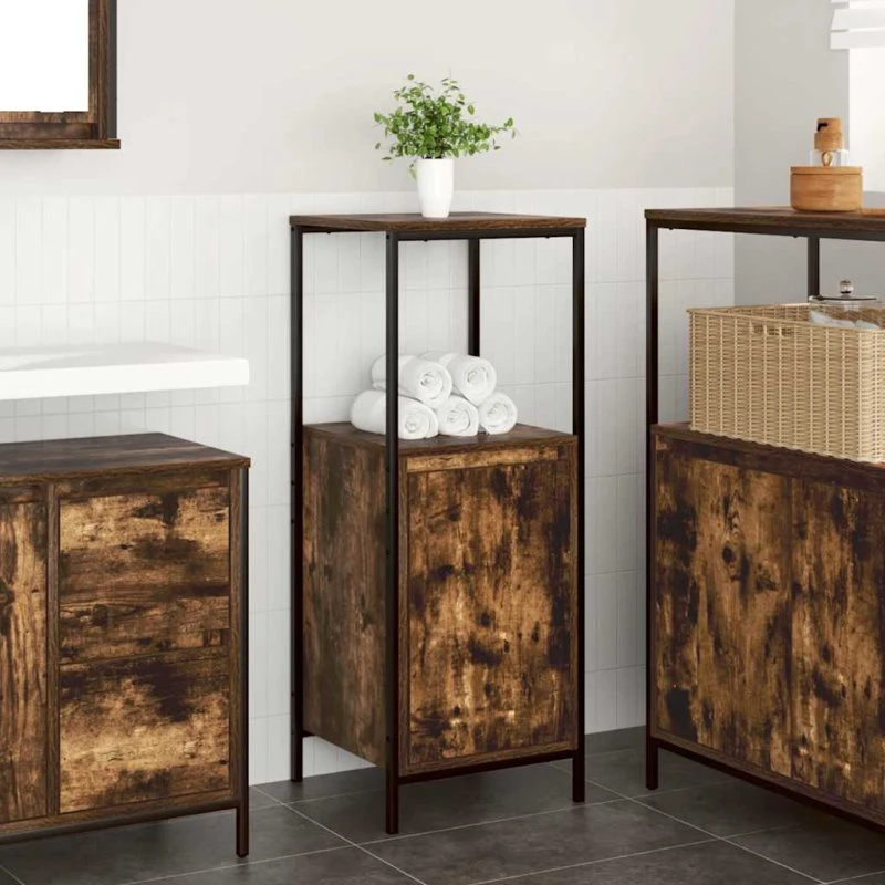 vidaXL badeværelsesskab 36x35x95 cm røget egetræ