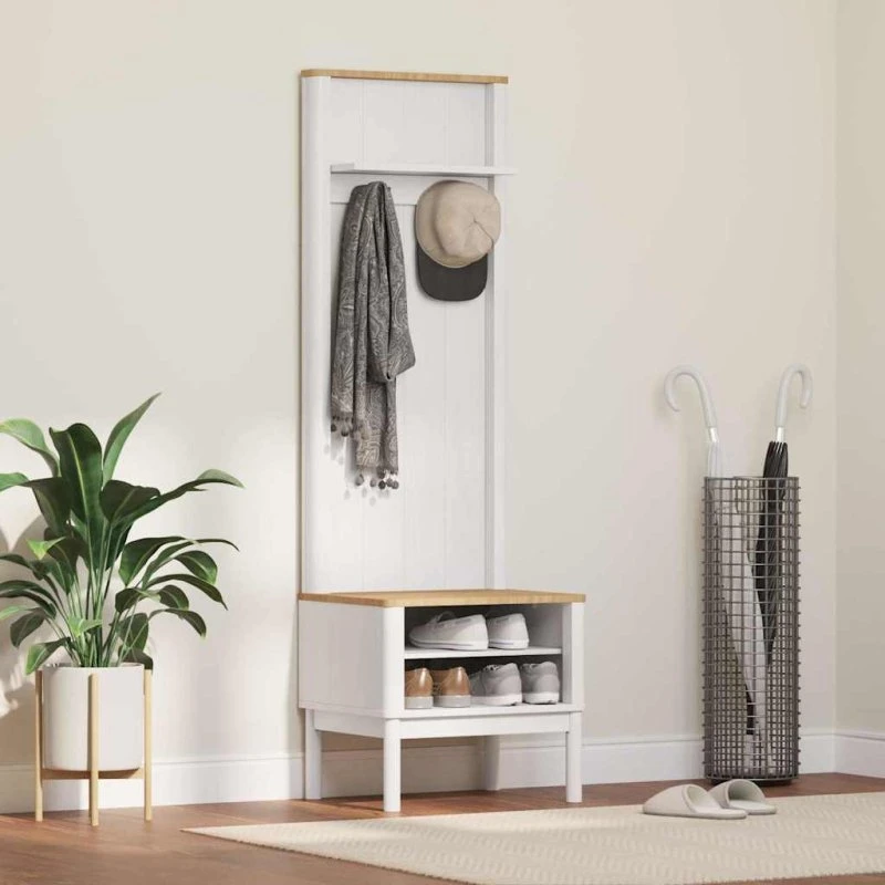 vidaXL Gangskab FLORO Hvid 50 x 40 x 158 cm Massivt fyrretræ