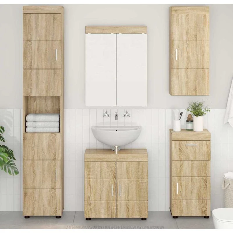 vidaXL Badeværelsesvægskab TULUM Sonoma eg 37x24,5x86 cm