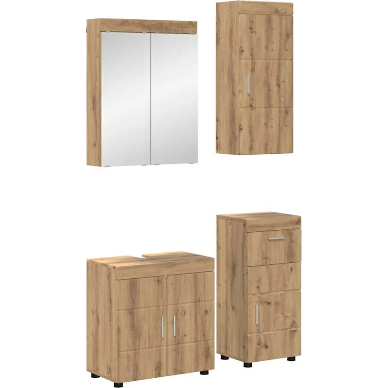 vidaXL TULUM Artisan badeværelsessæt, Egetræ (konstrueret træ)
