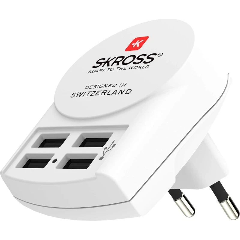 SKROSS 4-Port USB-oplader EU 35W (4×USB, 4.8A) hvid