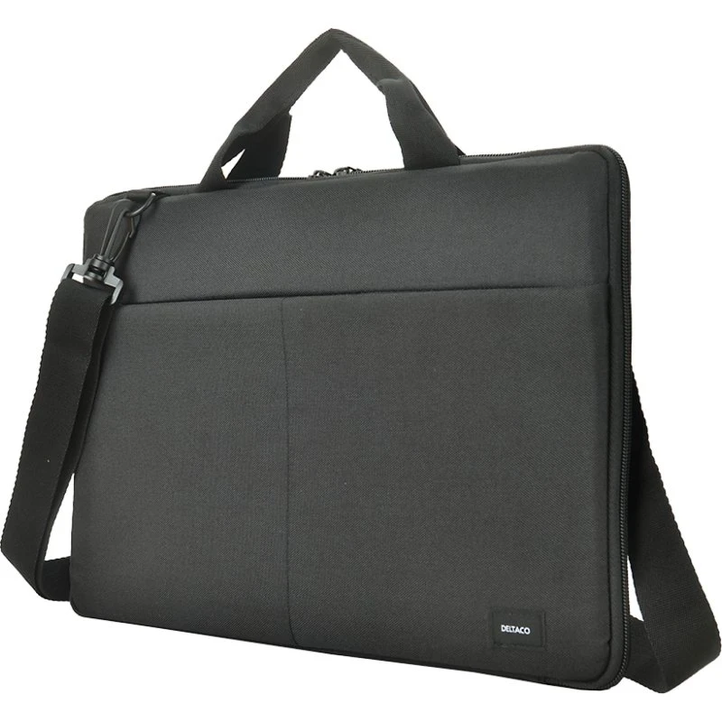 Deltaco Recycled 13-14" laptop sleeve med håndtag og skulderrem, sort