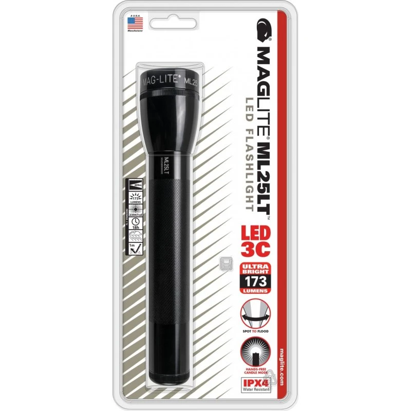 Maglite ML25LT LED lommelygte, sort, 3x C-batterier