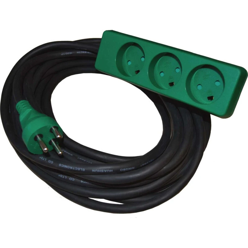 BLUE ELECTRIC kabelsæt med jord 10 m, 3 stikdåser