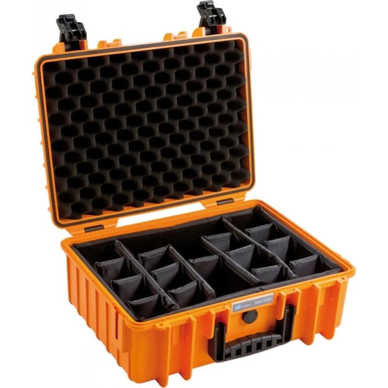 B&W Outdoor Case Type 5000 Orange – IP67 med polstret divider