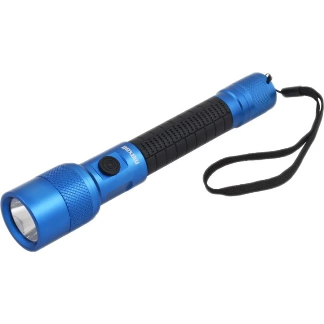 Maxell UV-LED lommelygte, IP44, aluminium, blå, 2xAA