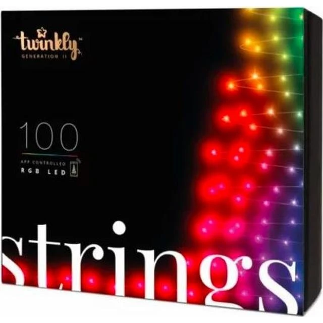 Twinkly Strings 100 LED RGB+W App-styret 8 m (Sort, IP44)