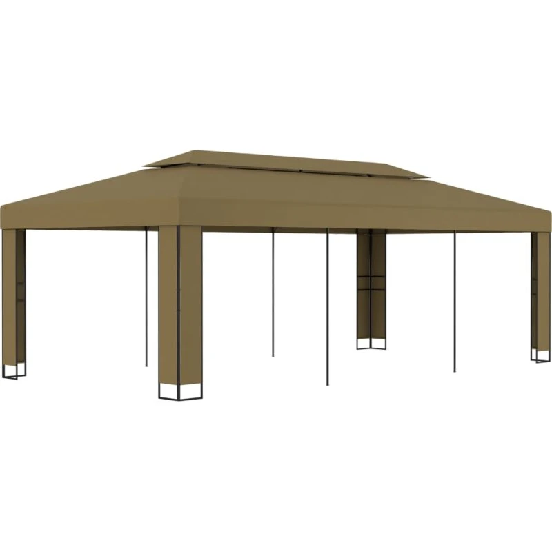 vidaXL pavillon med dobbelttag 3x6 m 180 g/m² gråbrun