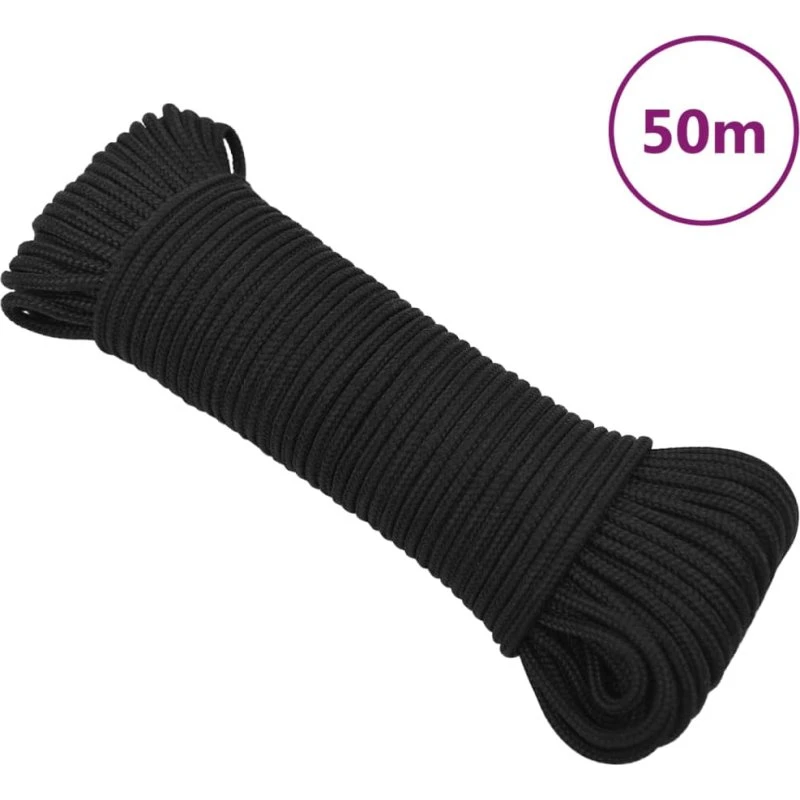 vidaXL tovværk til båd 5 mm x 50 m polypropylen, sort