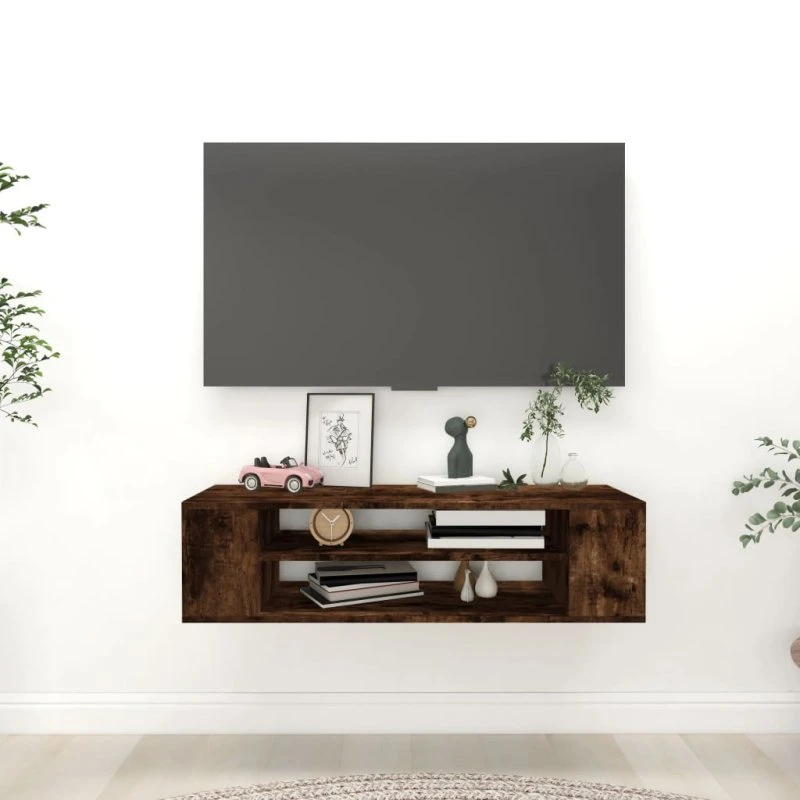 vidaXL væghængt tv-skab 100x30x26,5 cm røget egetræ
