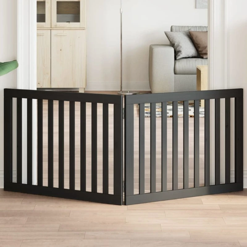 vidaXL hundelåge 2 paneler 150 cm foldbar poppeltræ sort