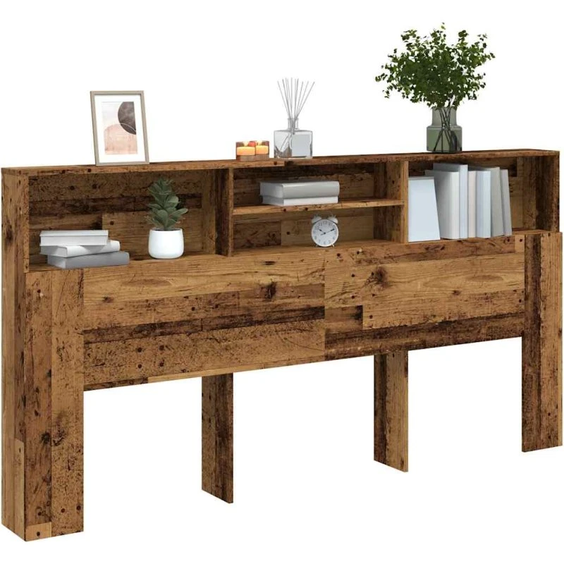 vidaXL sengegavl med opbevaring 200x19x103,5 cm konstrueret træ