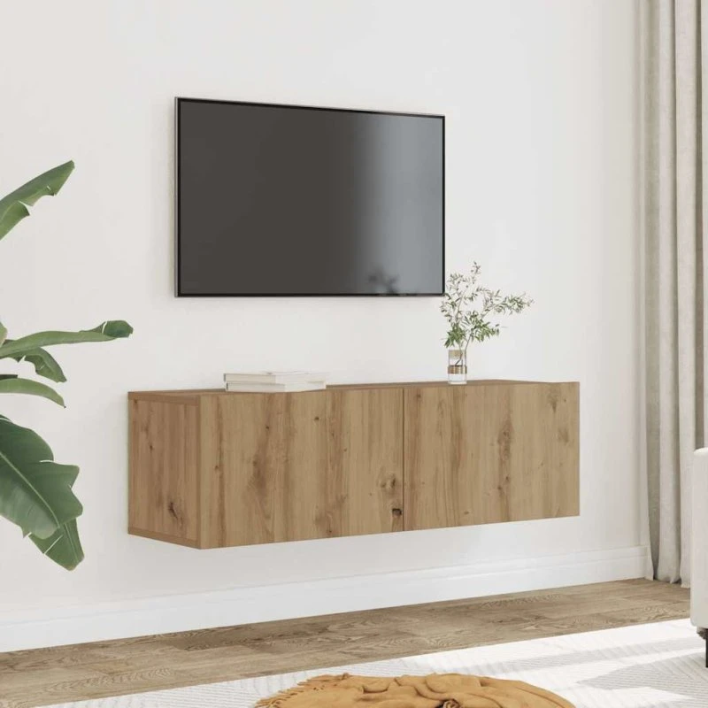 vidaXL væghængte tv-borde 2 stk. 100x30x30 cm egetræsfarve