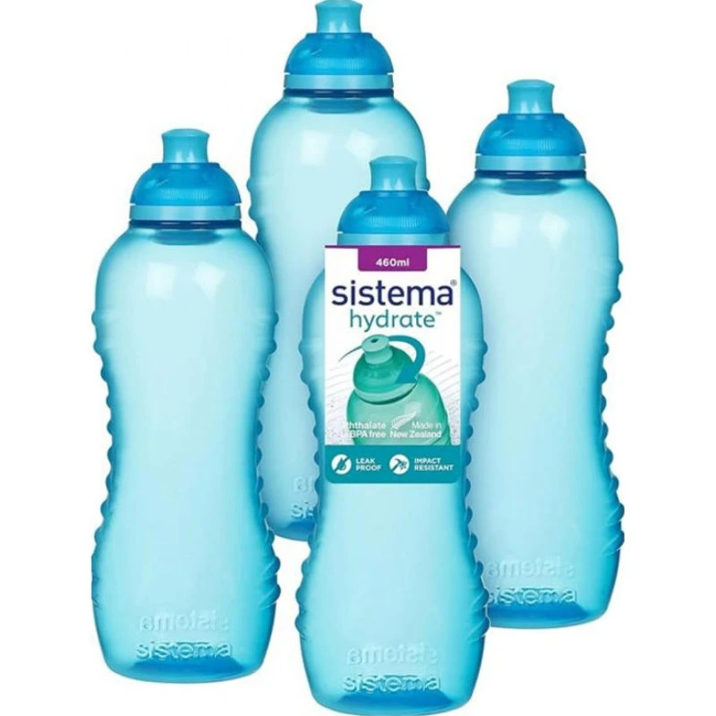 Sistema Twist 'n' Sip 460 ml klemmedunk 4-pak – blå