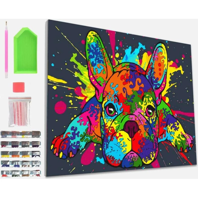 Splat Planet Diamond Art lærred 30x40 cm – Fransk bulldog