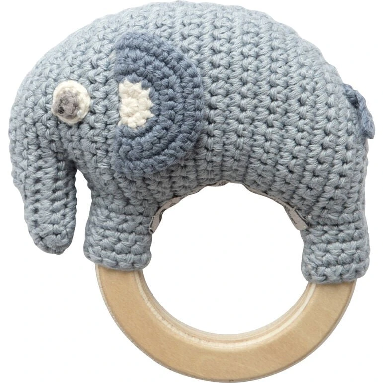 Sebra Fanto hæklet rangle på træring – powder blue