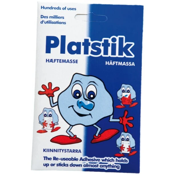 Plastik hæftemasse 60 g - blå (genbrugelig, aftagelig)