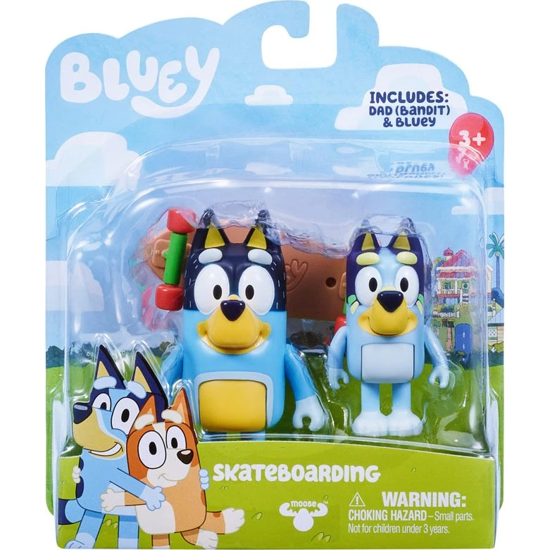 Bluey figurpakke - Skateboarding (Bluey & Bandit)