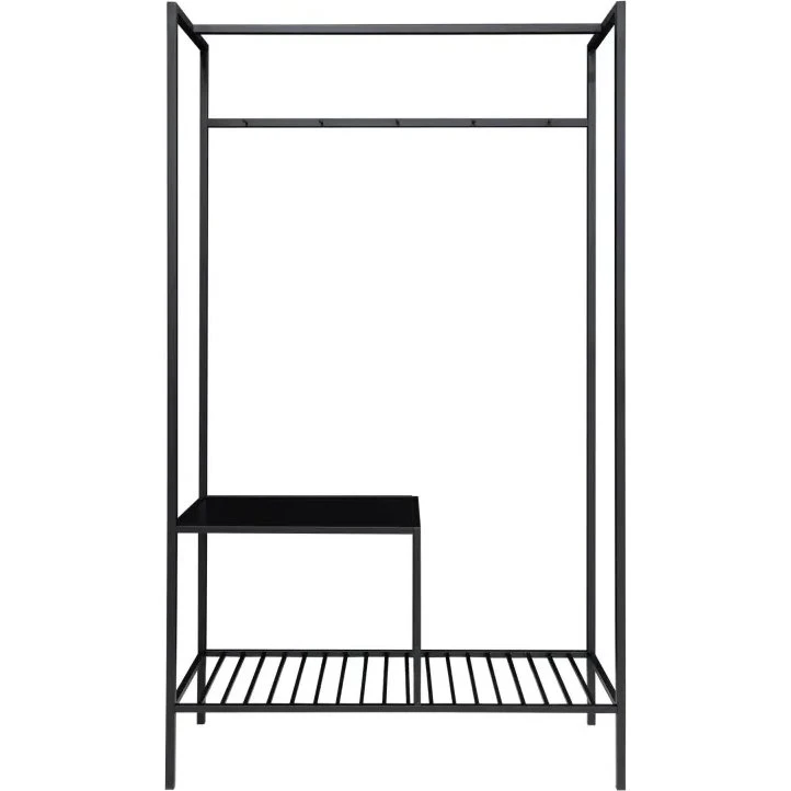 HOUSE NORDIC Vita garderobe sort ramme med 2 hylder 3604070