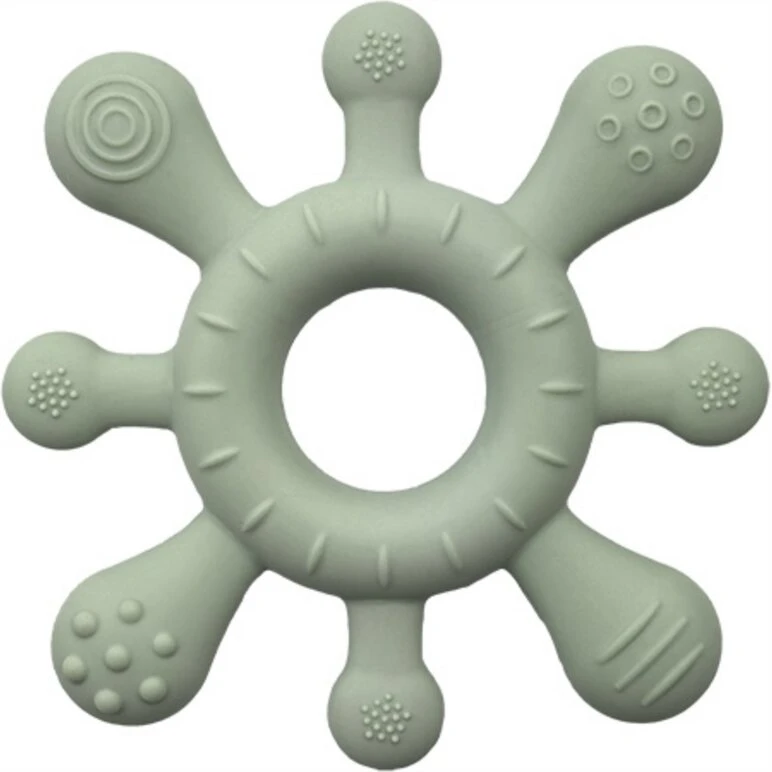 Taktil bidering i silikone, støvet grøn – fra 3 måneder