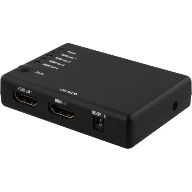 DELTACO HDMI-splitter 1x→4x, 1080p@60Hz, sort