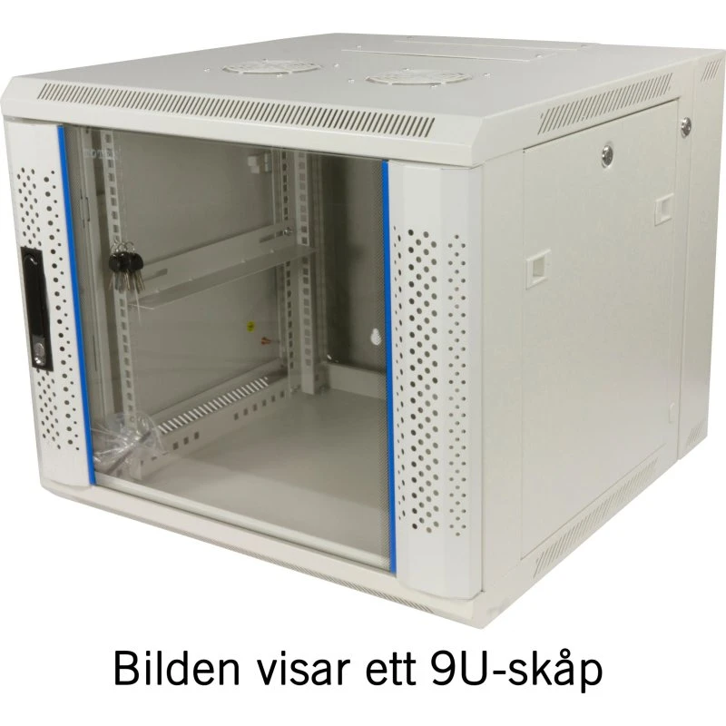 Toten System Z 19" vægskab 9U 600x600 hvid glasdør
