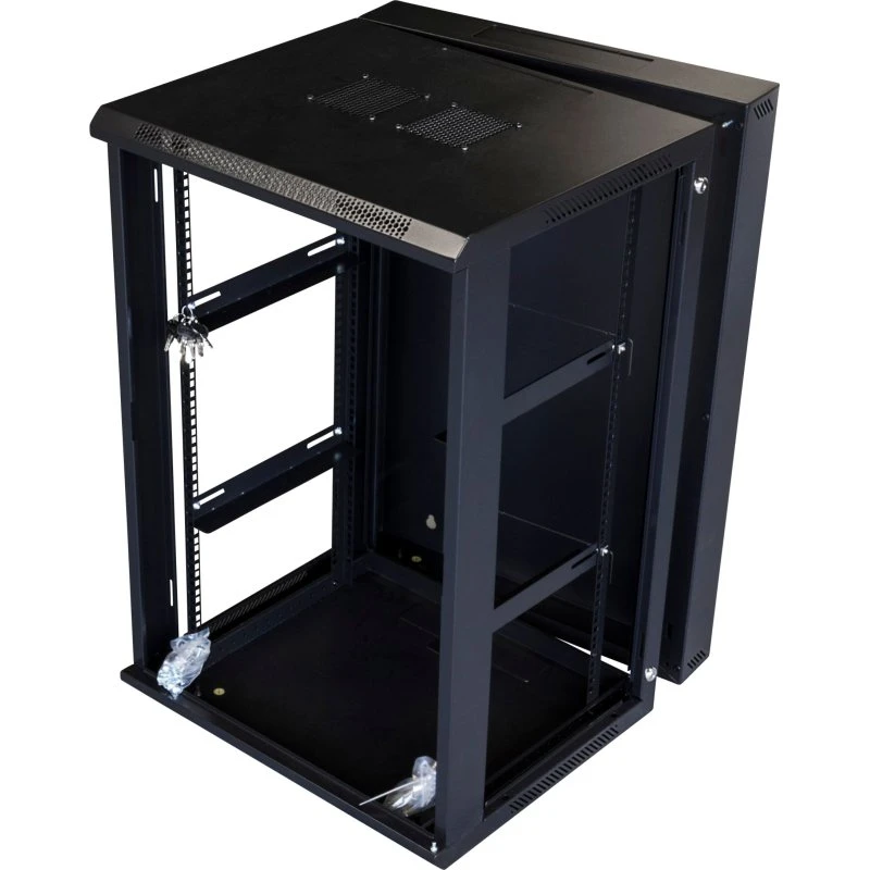 Toten 19" Vægskab 18U 600×600, glasdør sort