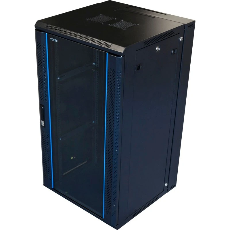 Toten 19" vægskab 22U 600×600, glasdør, sort