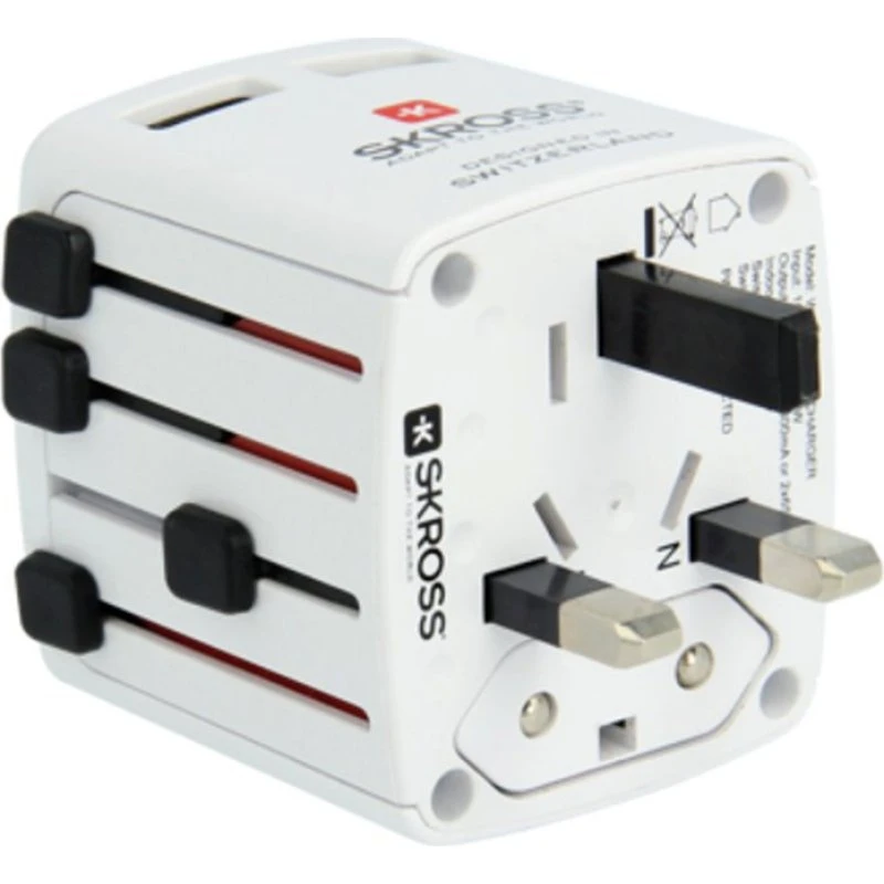 SKross 00215277 Rejseadapter, hvid (EU/UK/US/AU)