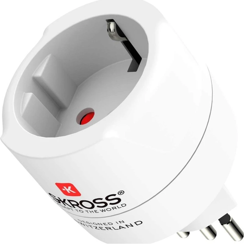 SKROSS Rejseadapter Europa til Schweiz, Italien & Brasilien (jordet)