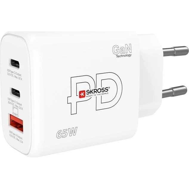SKROSS Power Charger EU 65W GaN Hvid