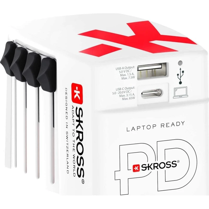 SKROSS World USB Charger AC65PD 65W USB-C + USB-A (jordet)